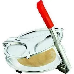 BHADANI SALES? Stainless Steel Puri Maker Press Machine with Fitted Handle for Puri/Khakhra Maker (Silver   Blue,Pack of 1) (6.5 inch)(Not RotI Maker)