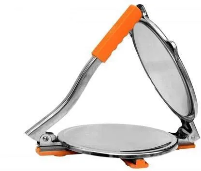 BHADANI SALES? Stainless Steel Puri Maker Press Machine with Fitted Handle for Puri/Khakhra Maker (Silver   Blue,Pack of 1) (6.5 inch)(Not RotI Maker)