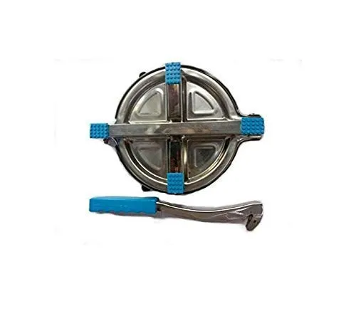 BHADANI SALES? Stainless Steel Puri Maker Press Machine with Fitted Handle for Puri/Khakhra Maker (Silver   Blue,Pack of 1) (6.5 inch)(Not RotI Maker)