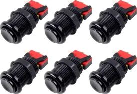 EG STARTS 6X American Style Standard Arcade Buttons Switchable Happ Type 30mm Push Button 3/16" Terminal for Jamma Mame Kit Parts (Black)