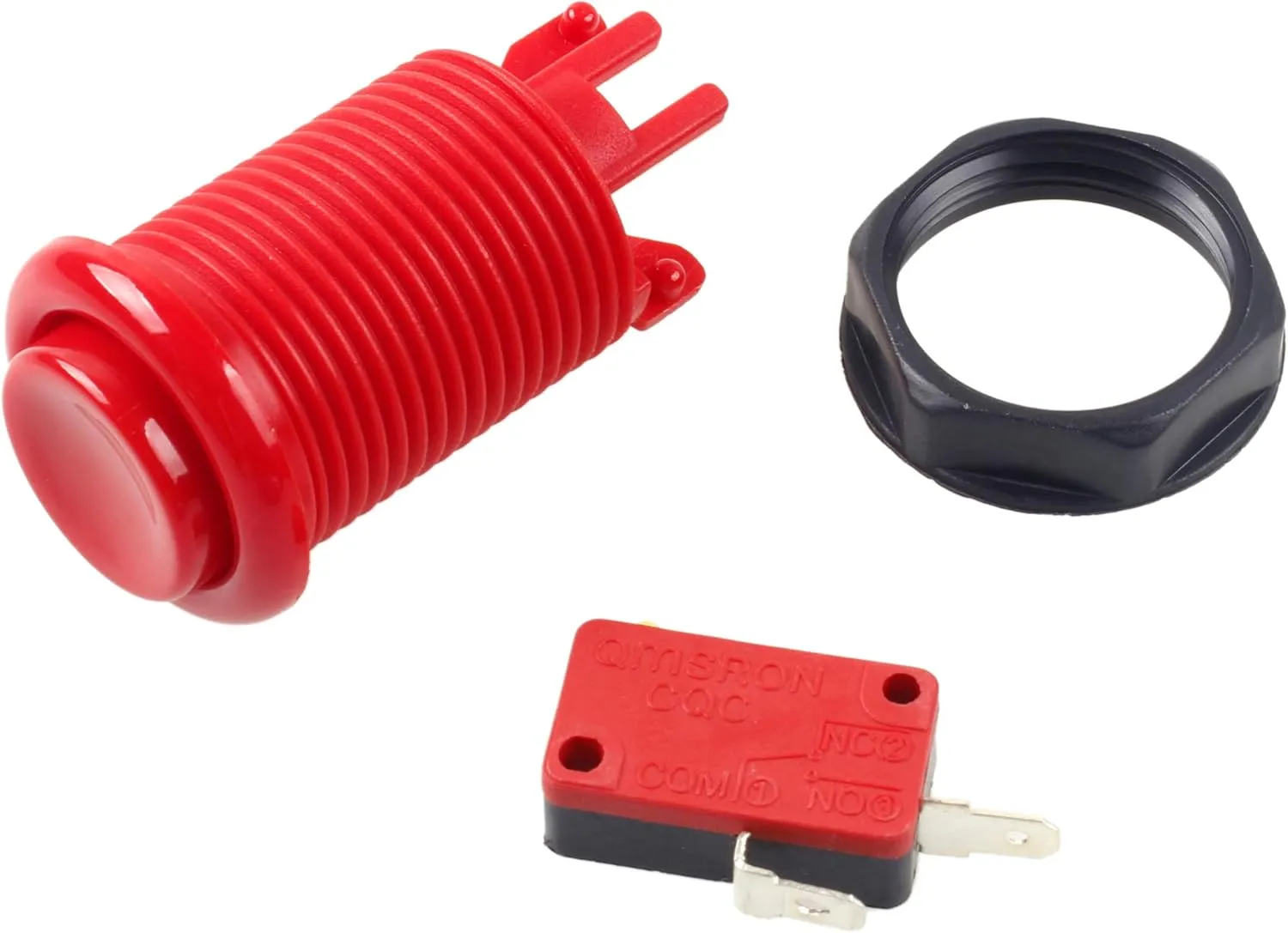 EG STARTS 6X American Style Standard Arcade Buttons Switchable Happ Type 30mm Push Button 3/16" Terminal for Jamma Mame Kit Parts (Red)