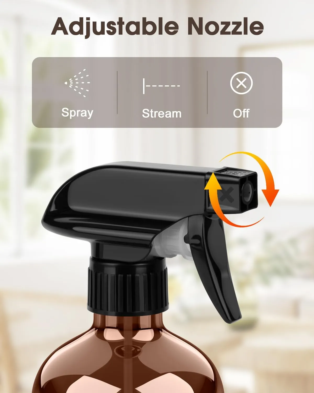 Glass Spray Bottle with Silicone Sleeve Protection, Amber Glass Spray Bottle Set for Non-toxic Window Cleaner Aromatherapy Facial Hydration Watering Flowers Hair Care 2 Pack/16 oz (Black & Grey)