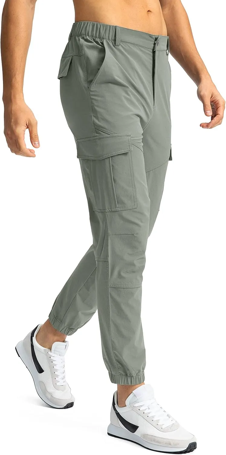 Pinkbomb Men's Hiking Cargo Pants with 7 Pockets Slim Fit Stretch Joggers Golf Cargo Work Pants for Men