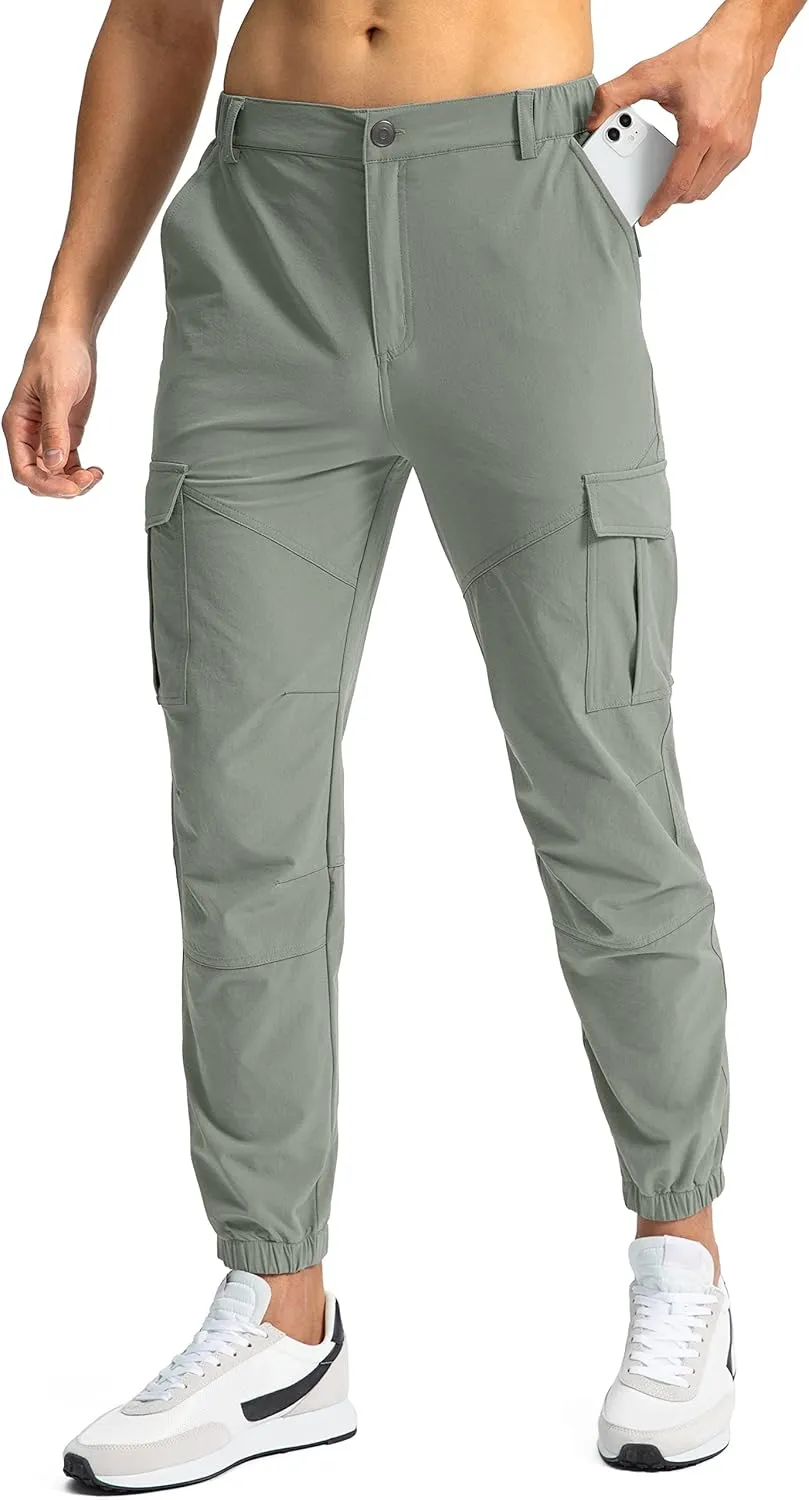 Pinkbomb Men's Hiking Cargo Pants with 7 Pockets Slim Fit Stretch Joggers Golf Cargo Work Pants for Men