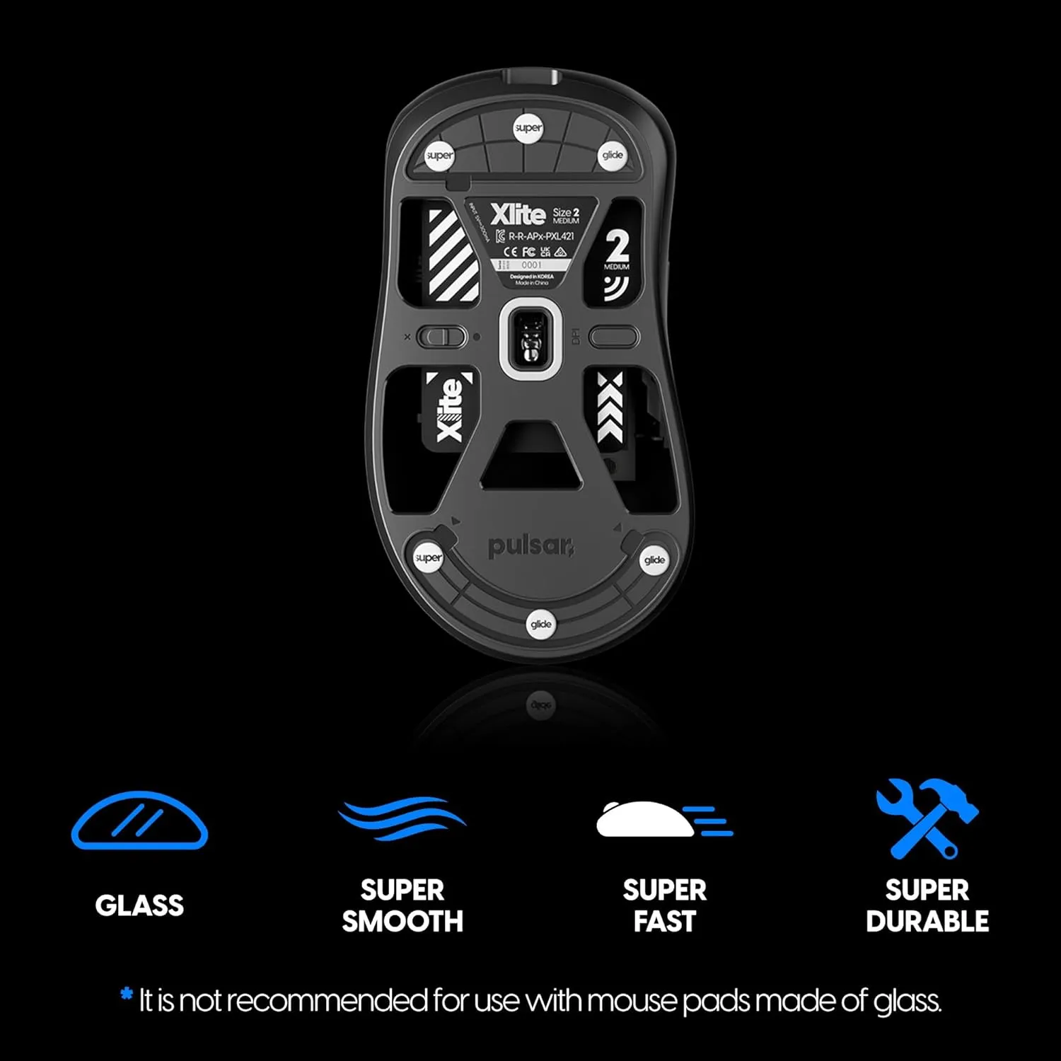 Superglide Glass Mouse Skates - Consistent Controllable Glide, Polished Round Edge, Super Balanced Gaming Mouse Feet with Durable Sole for Universal 6mm   9mm 12pcs (Type-C, White)