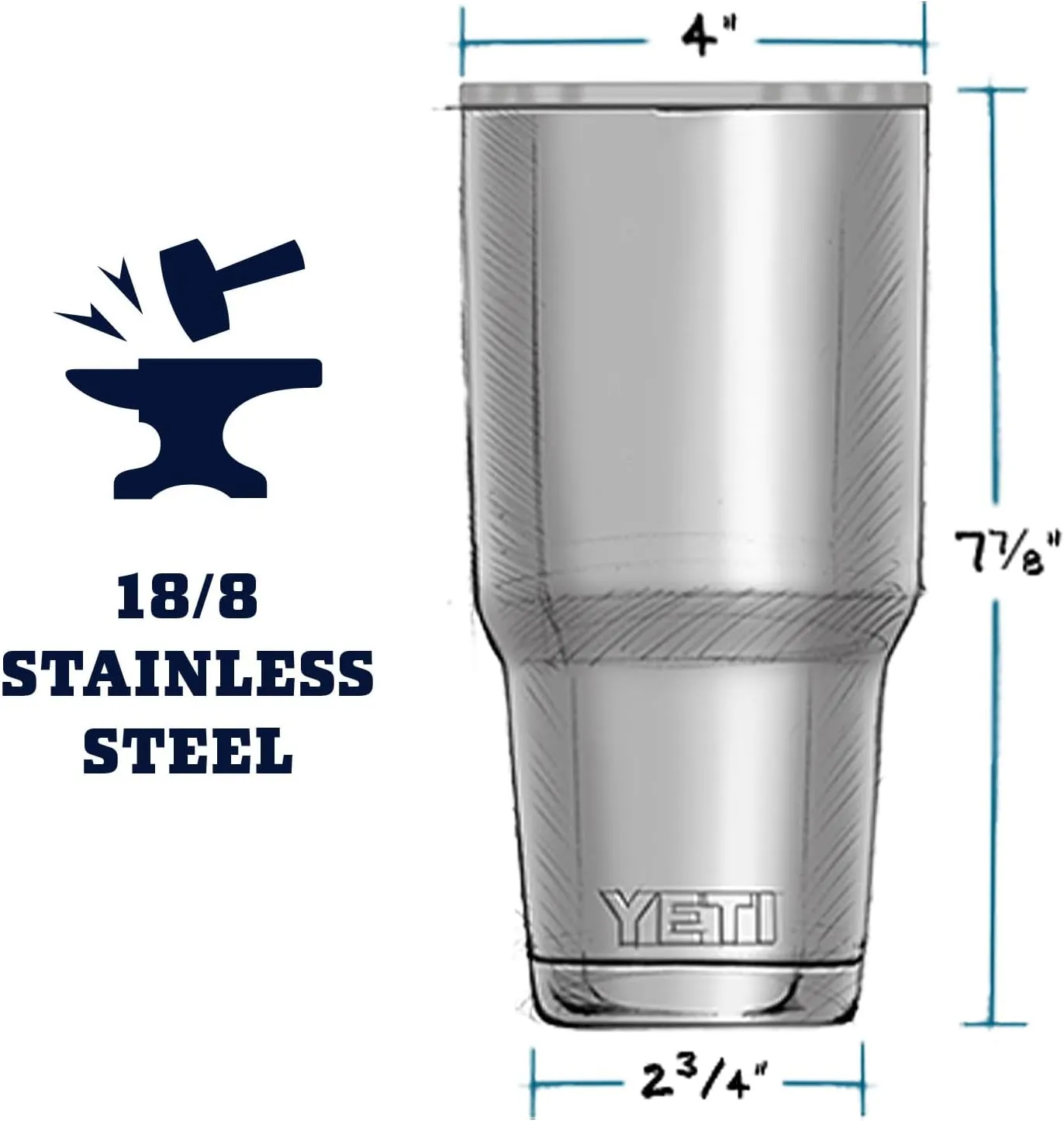 YETI Rambler 30 oz Tumbler, Stainless Steel, Vacuum Insulated with MagSlider Lid, Big Wave Blue